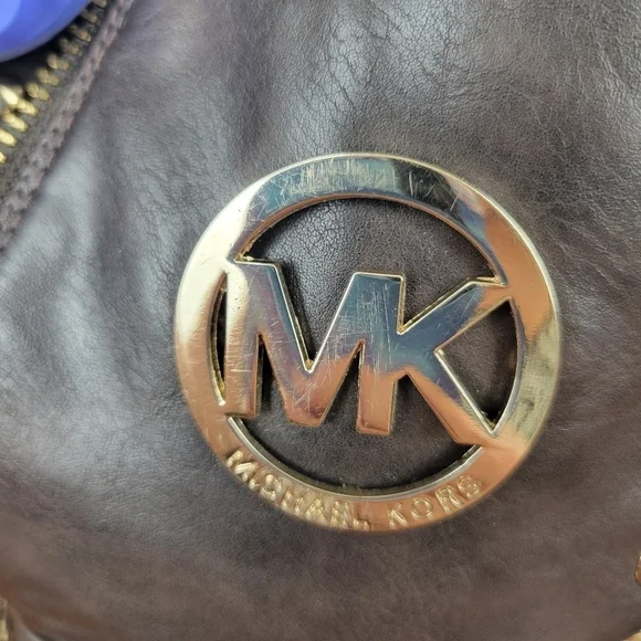 Michael Kors Dark Brown Leather with Gold Detail Lace/Zip Combat Boots Size 6 - Picture 6 of 12